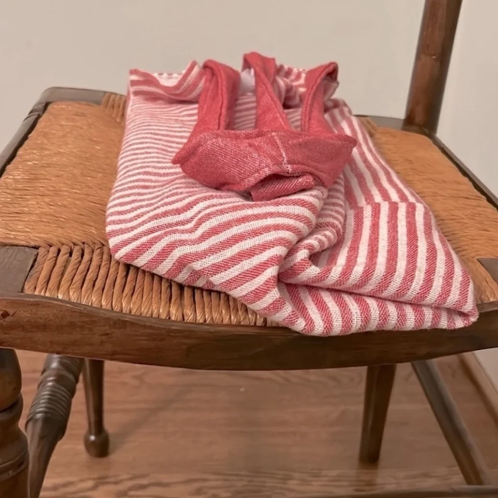 RLH Stripe Bag Red Natural Loom Weave Organic Cotton Travelin’ Light REwork NEW!